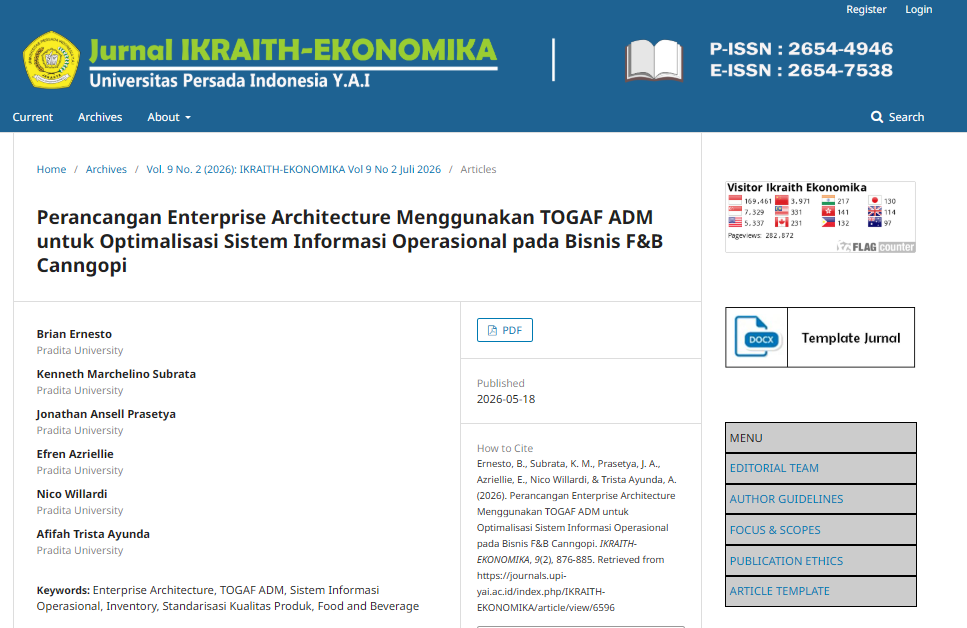 Perancangan Enterprise Architecture Menggunakan TOGAF ADM journal cover